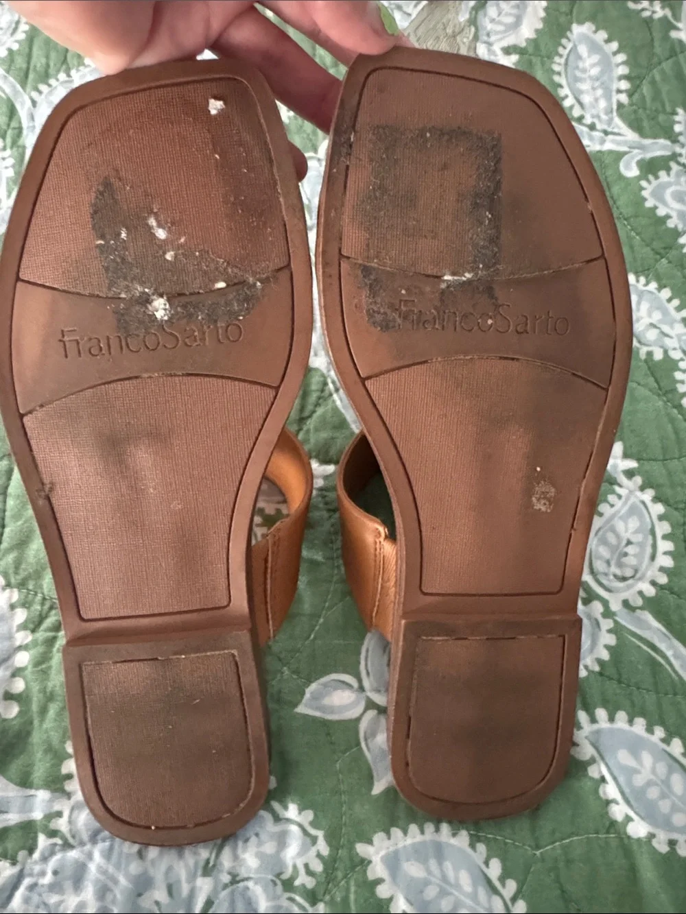 Franco Sarto Cognac Brown Crossover Slide Sandals